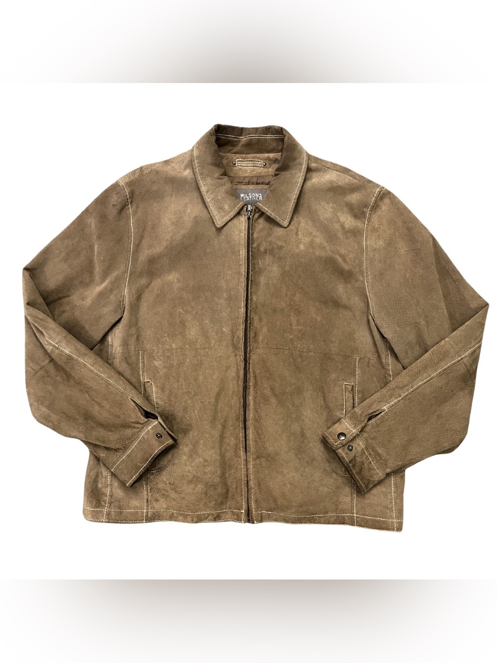 Vintage Wilsons Leather Suede Jacket Mens XL Y2K Western Workwear Zip Collared